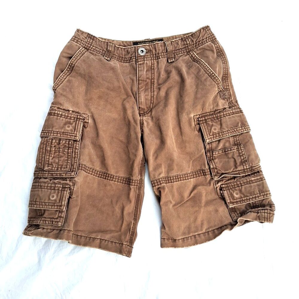 Old Navy Mens Shorts 38 Cargo Brown Canvas Heavy Duty Outdoors Work Casual Rug